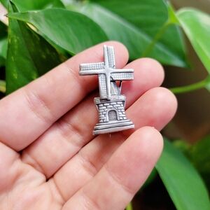 Vintage Dutch Pewter Windmill Lapel Brooch Pin